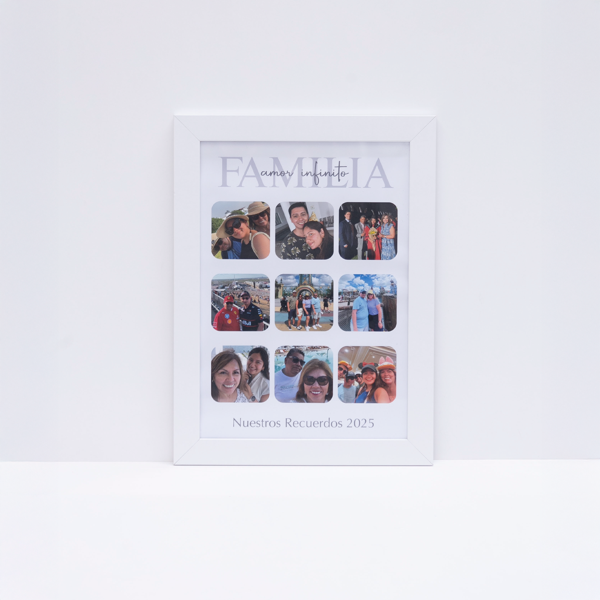 Cuadro Collage Familia 2025 - Vertical - Marco Blanco